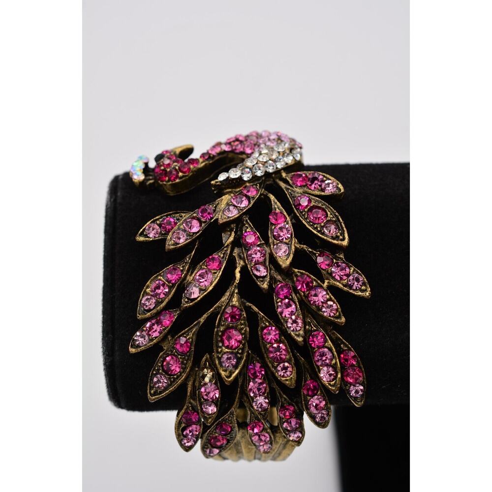 Statement Peacock Bangle Bracelet Rhinestone Crys… - image 2